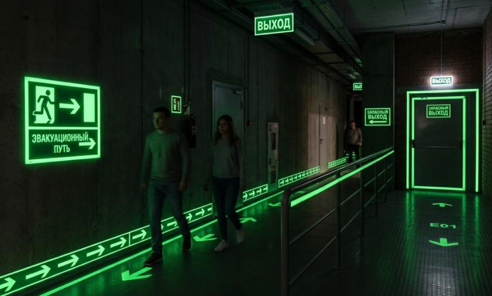 Фотолюминесцентная эвакуационная система для объекта с отключением света