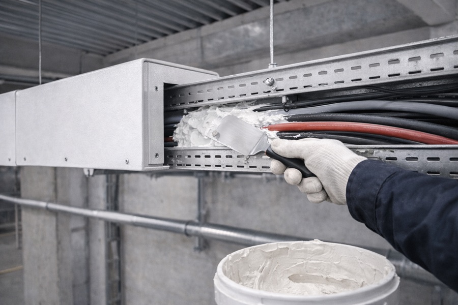 Огнезащита кабельных лотков на производстве