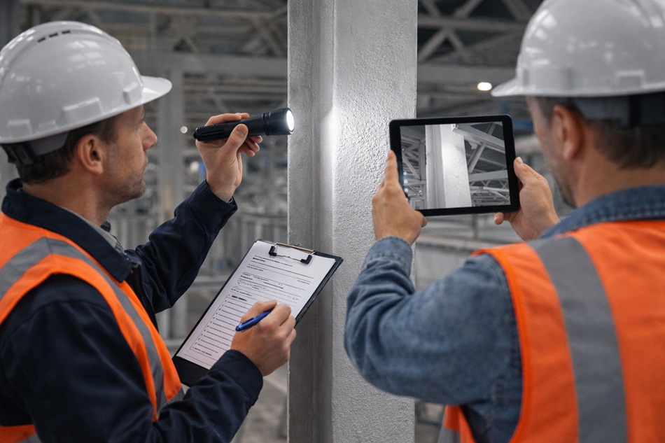 Приемка огнезащитных работ на металлоконструкциях